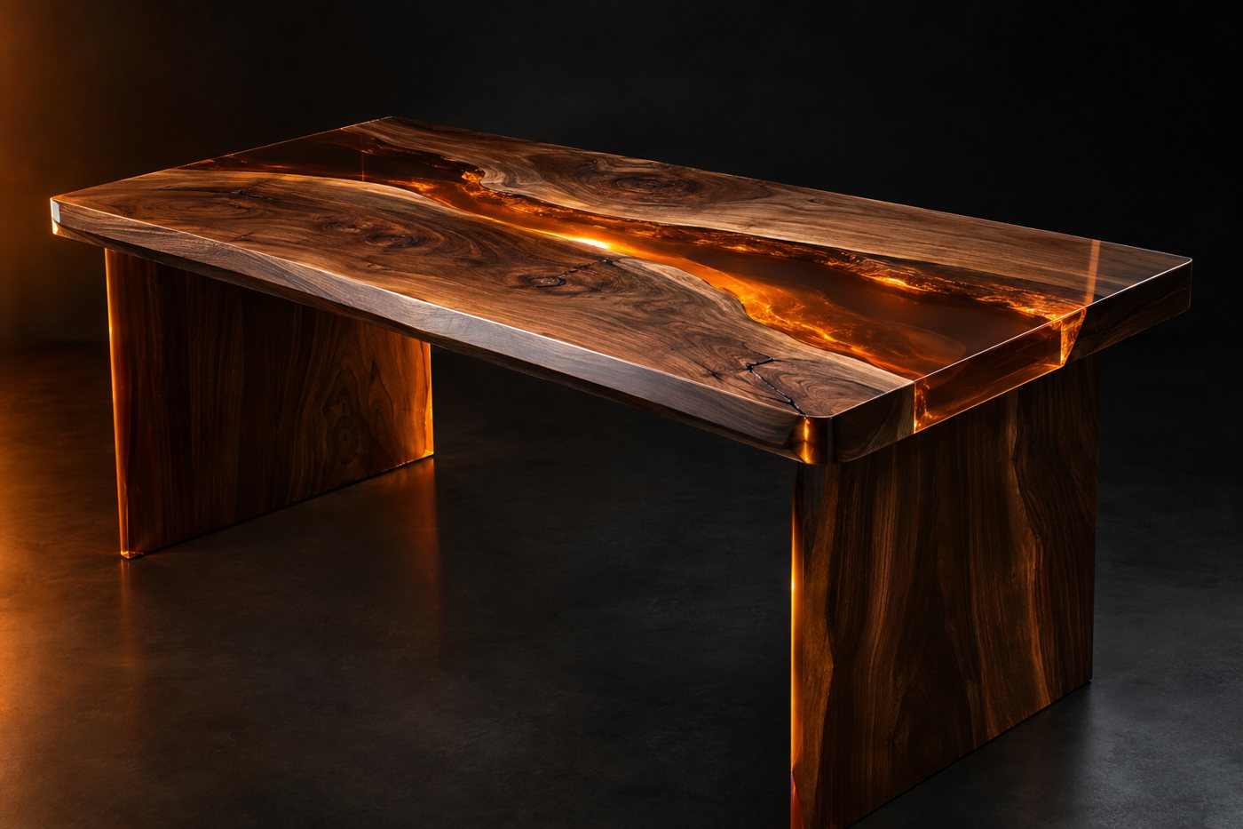 Walnut and epoxy resin desk piece